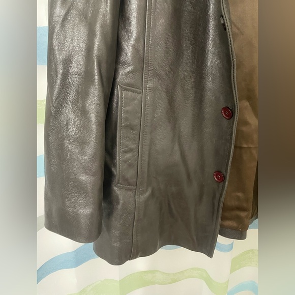 Gianni Antonio Men’s Bomber Genuine Leather Jacket w Button Brown Size: L (N80) - Picture 8 of 12